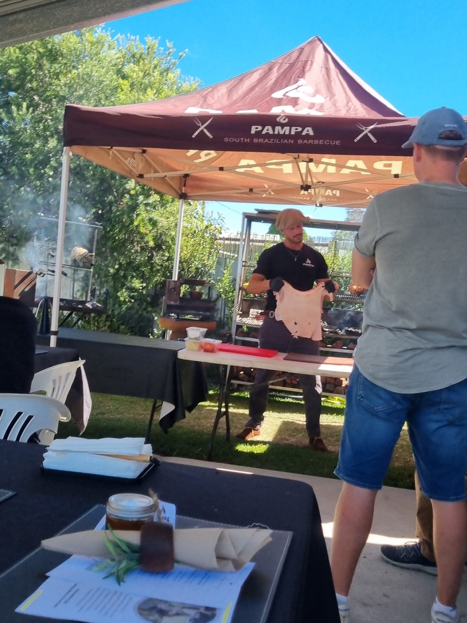 Pork preparation for open fire cooking